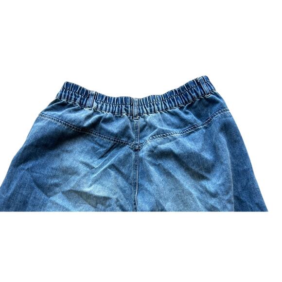 Garage Barrel Balloon Denim Blue Jeans Light distressing pleated hem Size 14 - Picture 5 of 6